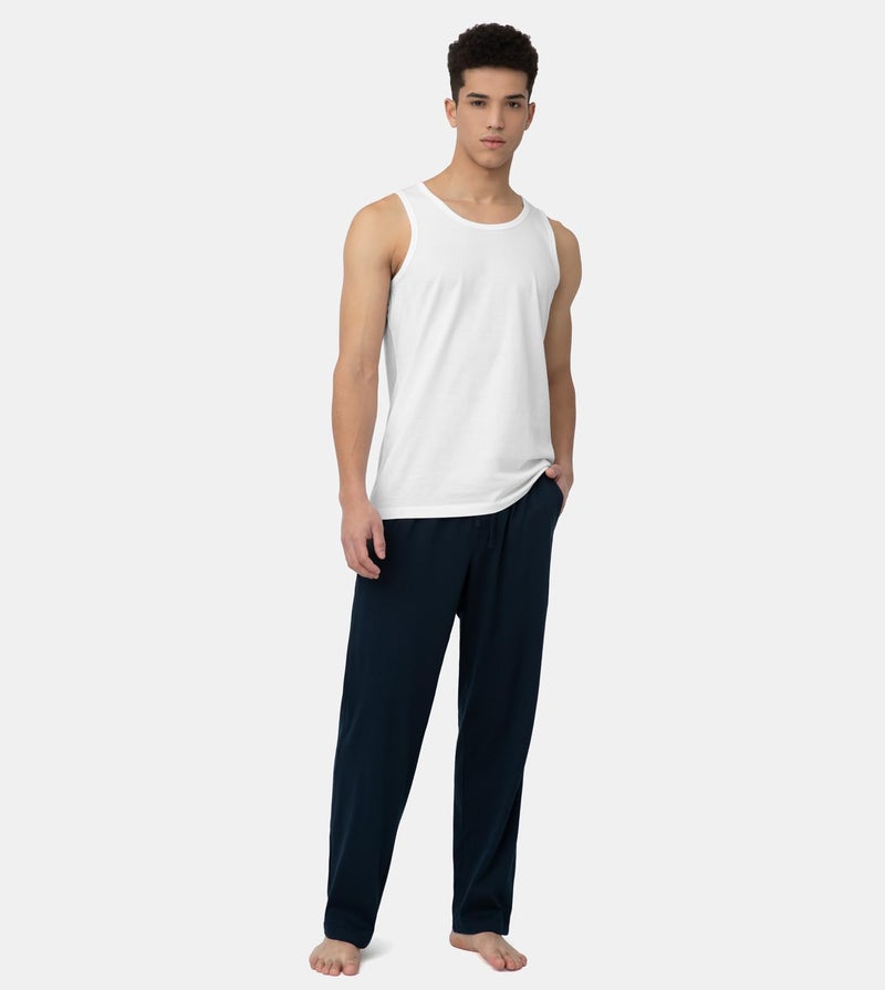LAPASA Men's 100% Cotton Tank Top Ultra Soft Sleeveless Crewneck Breathable A-Shirts Basic Solid Undershirts Vest 4 Pack M36 X-Large Black, White, Navy, Heather Grey - Image 2